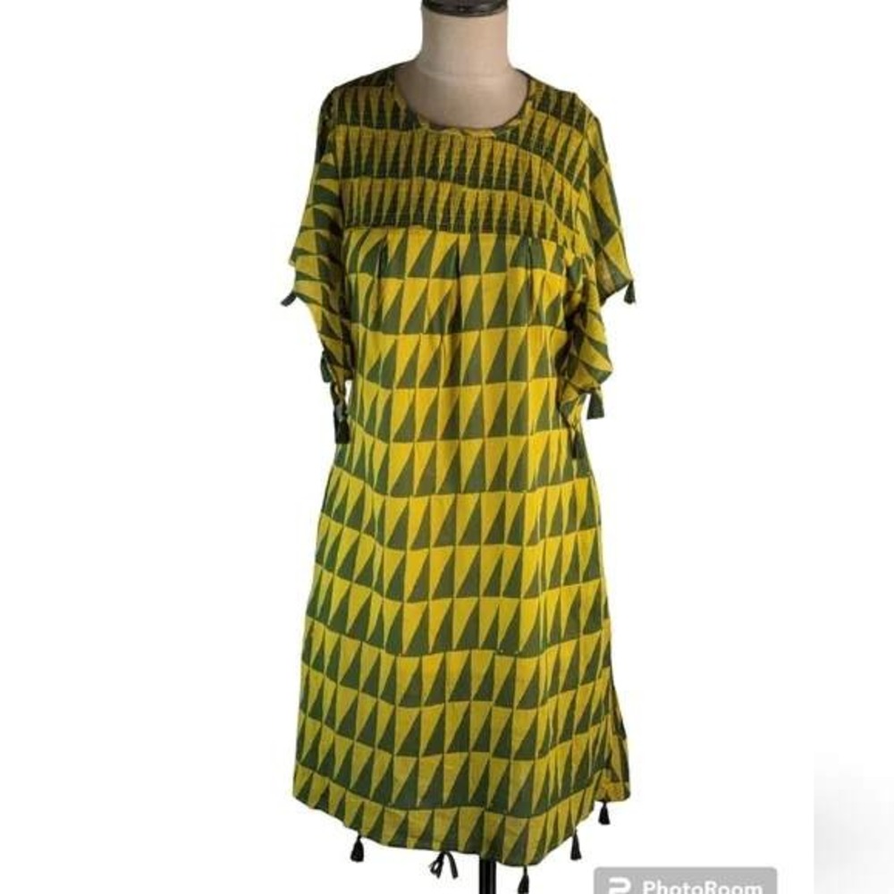 Banjanan Geometric Triangle Tassel Midi Dress Ethnic Pakistani Small‎ READ